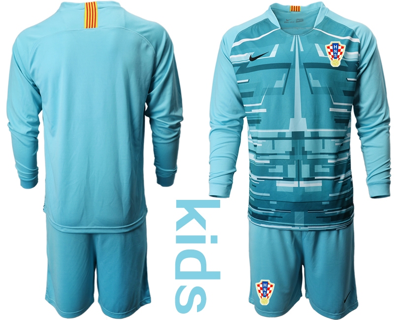 Youth 2021 European Cup Croatia blue Long sleeve goalkeeper Soccer Jersey